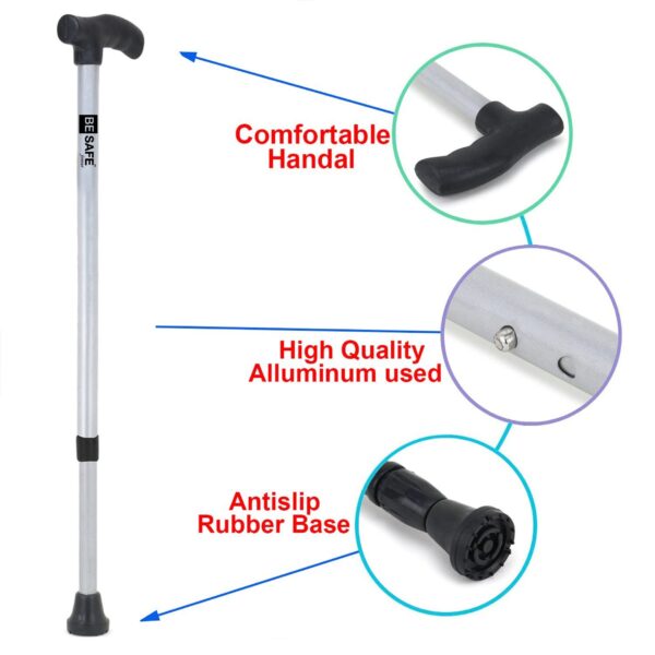 2Grey Iron Steel Walking stick for old age people men and women