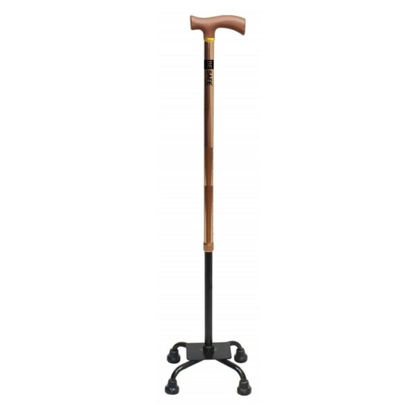 Adult Walking Stick with Quad Base Support for Old Age People/Patient, Bronze 3