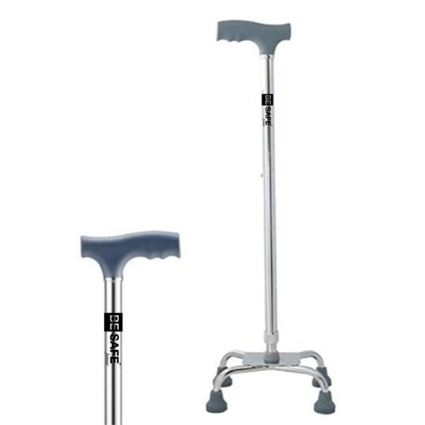 Adult Walking Stick with Quad Base Support for Old Age People/Patient, Grey